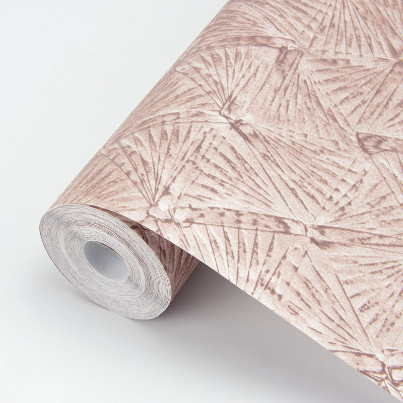 Geometric Metallic Wallpaper Roll, Rose Gold