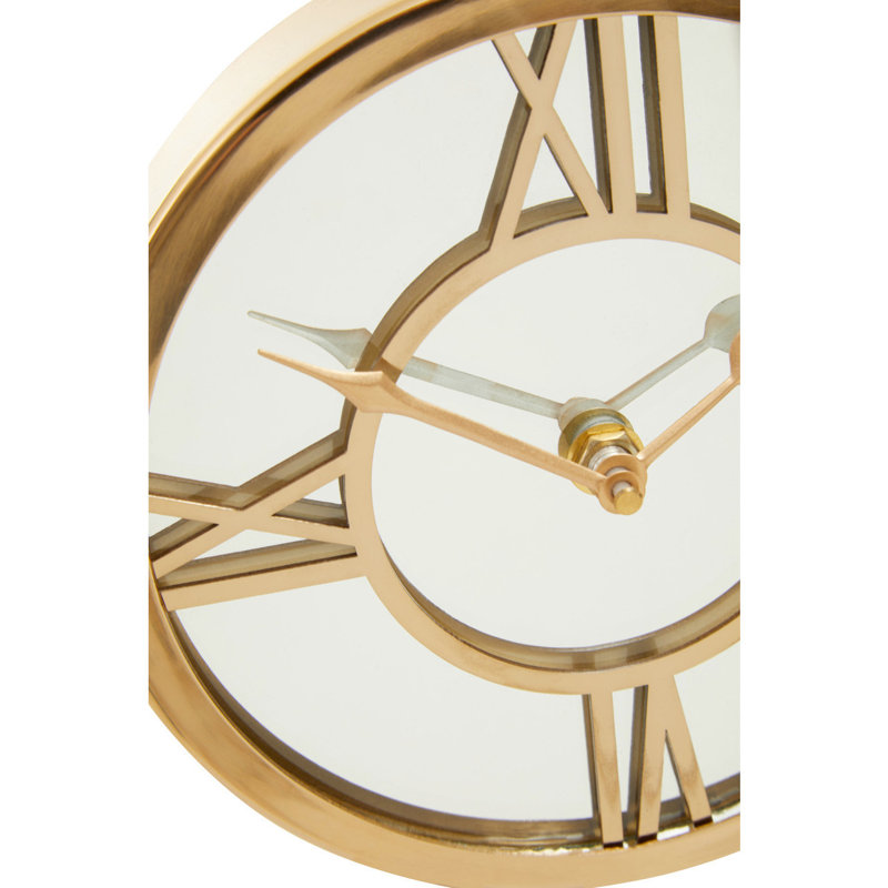 Mateo Roman Numeral Metal Mechanical Tabletop Clock, Gold