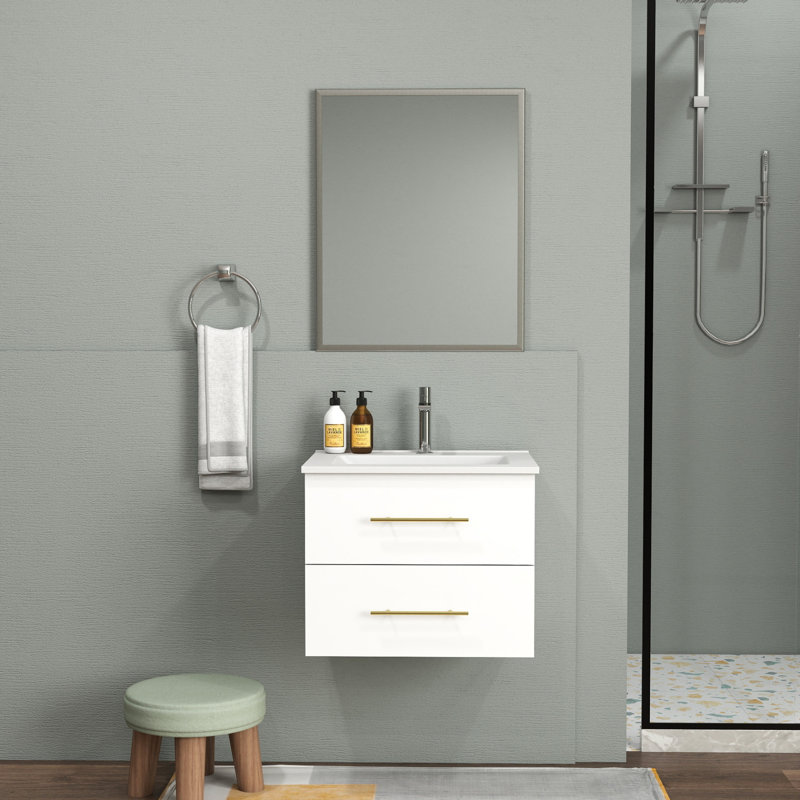 Wall-mounted Vanity Set Mdf Modern Small Bathroom Use