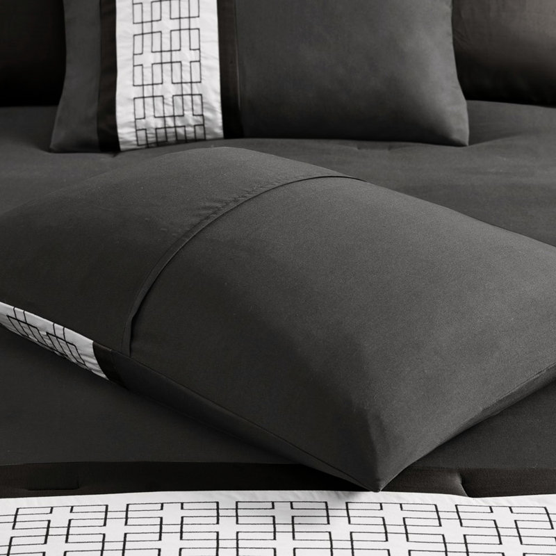 Dark Grey Queen 8 Piece Bedroom - Satisfaction Bedding Comforter Feature