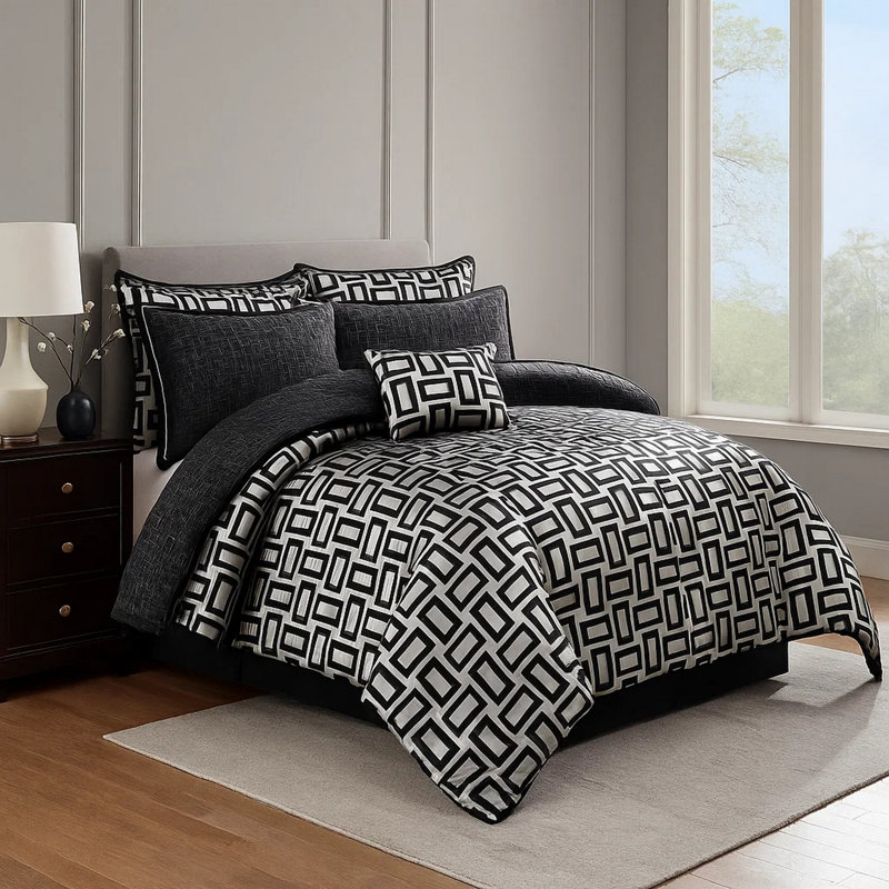 Ensemble d'édredon en microfibre 6 pièces, Édredon de très grande taille et 5 pièces suppl
