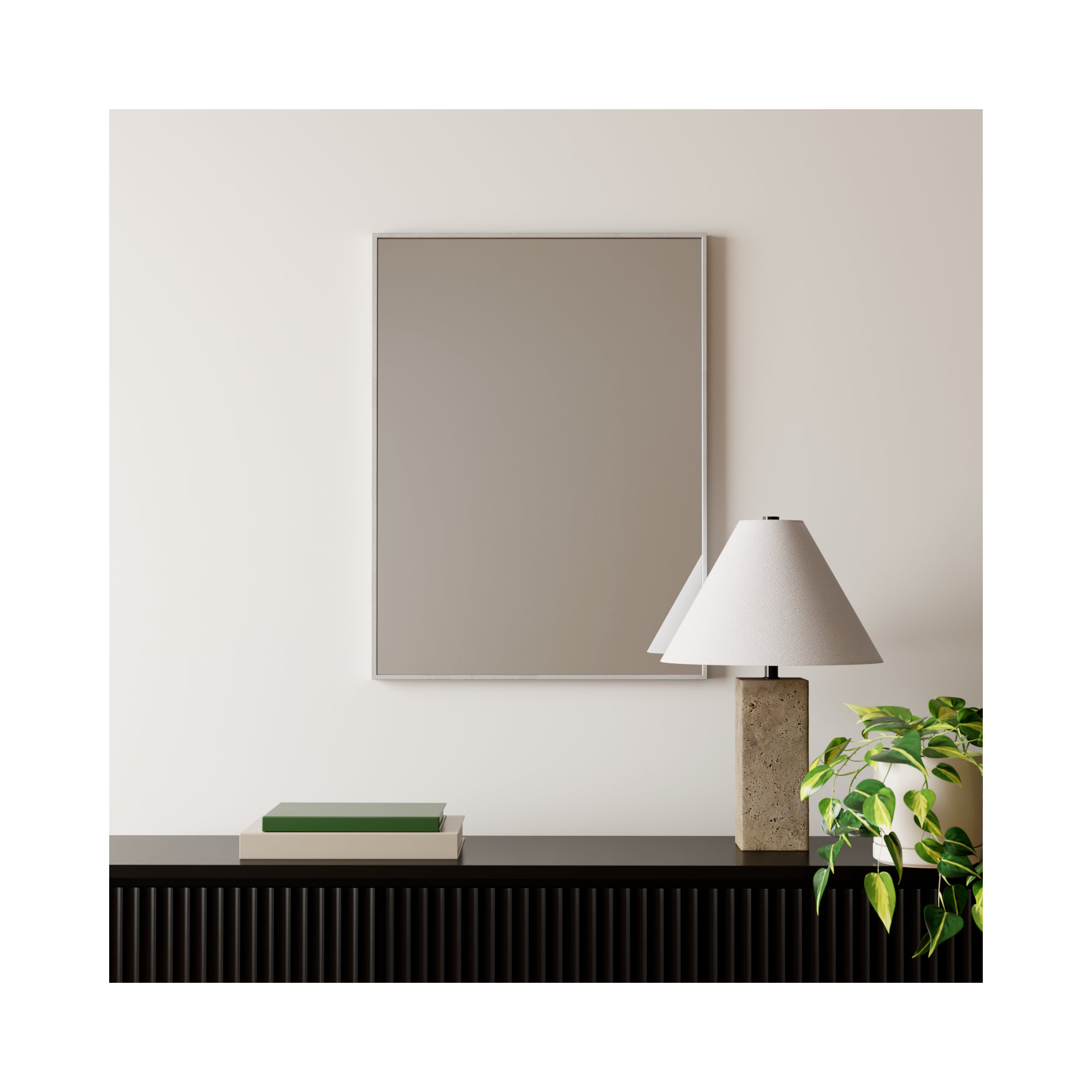 Sabine Metal Rectangle Wall Mirror, 32" x 24", Silver