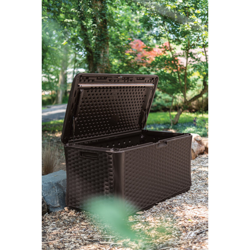 Suncast Extra Large Brown Wicker 134-Gallon Lockable Deck Box