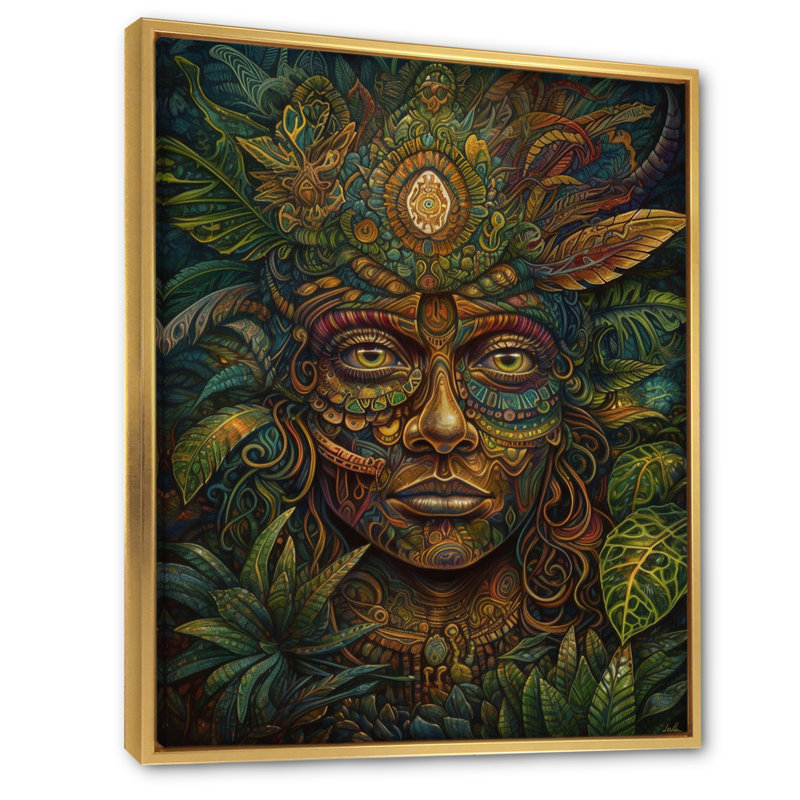 Amazon Chaman Amazon Wagesh I, impression sur toile, Cadre flottant doré, 32" H x 16" W