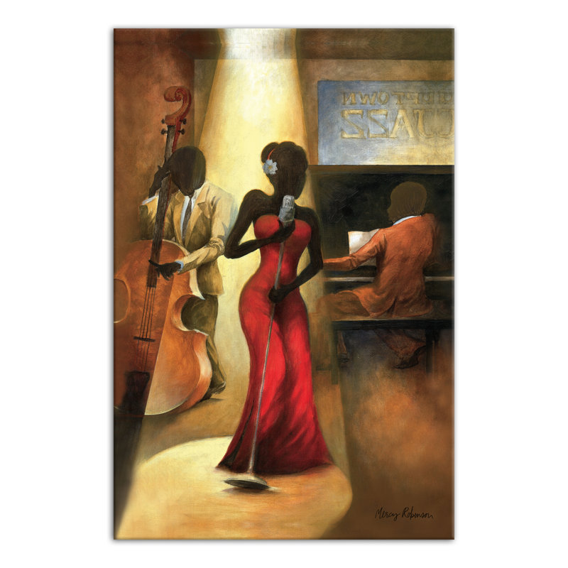 " Jazz Singer In Red " Print, 36" H x 24" W x 1.25" D, No Frame