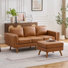 Mid-Century Modern 3-Piece Living Room Sofa Set, Includes 3-Seater Couch & Ottoman, Tapered Wood Legs