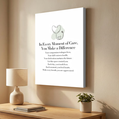 Stethoscope Heart and Healing Quote - Medical Office Wall Art Print on Gallery Wrapped Canvas, 36" H x 24" W, Ready to Hang for Office, Clinic or Living Room