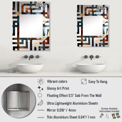 Cubic Mosaic Tiles III - Abstract Tile Big Wall Mirror MIR137130