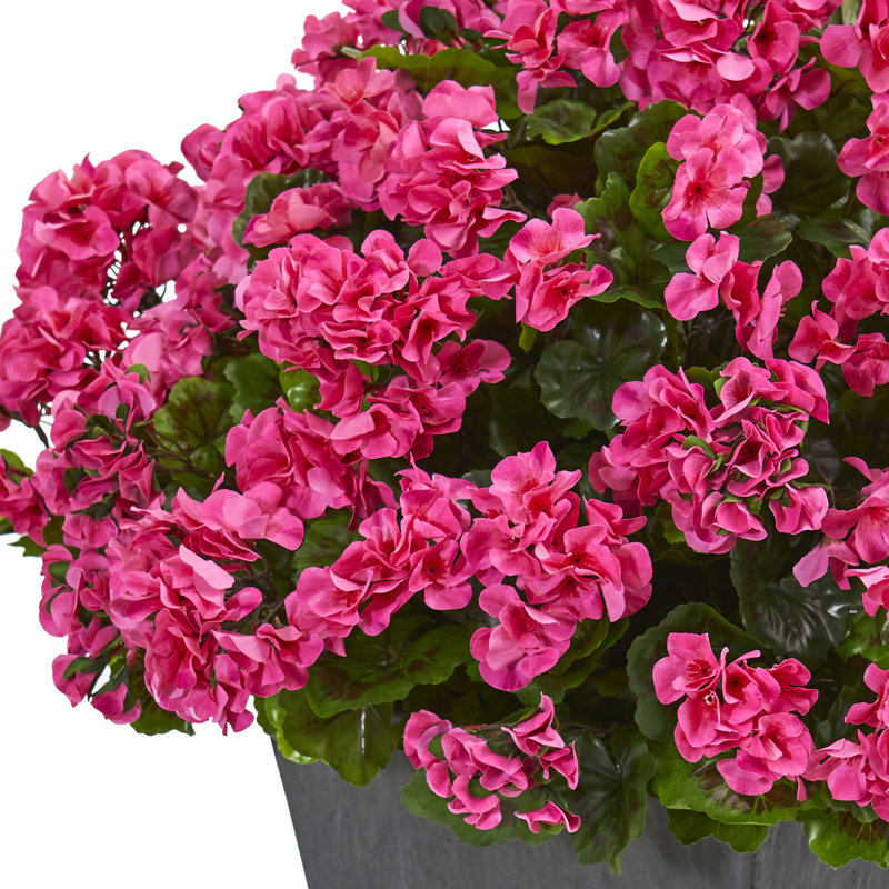 33in. Geranium Artificial Plant in Slate Planter UV Resistant (Indoor/Outdoor), Beauté