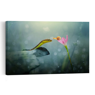 Curious Nature Encounter Delicate Organic Tranquil Snake Flower Nature Wall Art Print by Andri Priyadi - Print