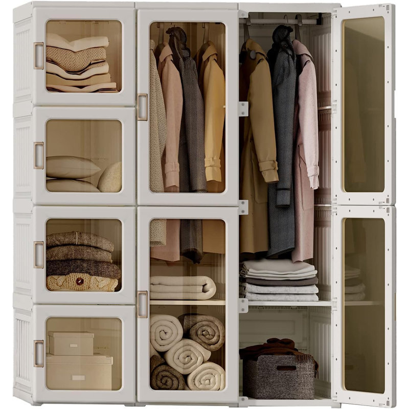Silver Wardrobe, 8-Doors & 2 Hanging Rods