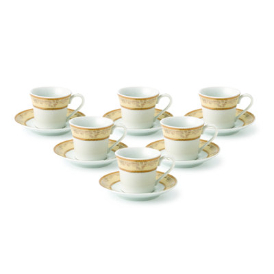 Lorren Home Trends 6 Piece 2OZ. Espresso-Demi-Tasse Cup & Saucer Set. Made for Espresso Coffee