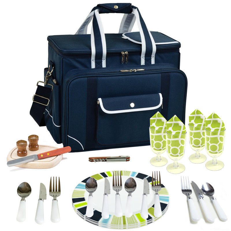 Picnic At Ascot Soft Sided Cooler With Four Person Picnic Set