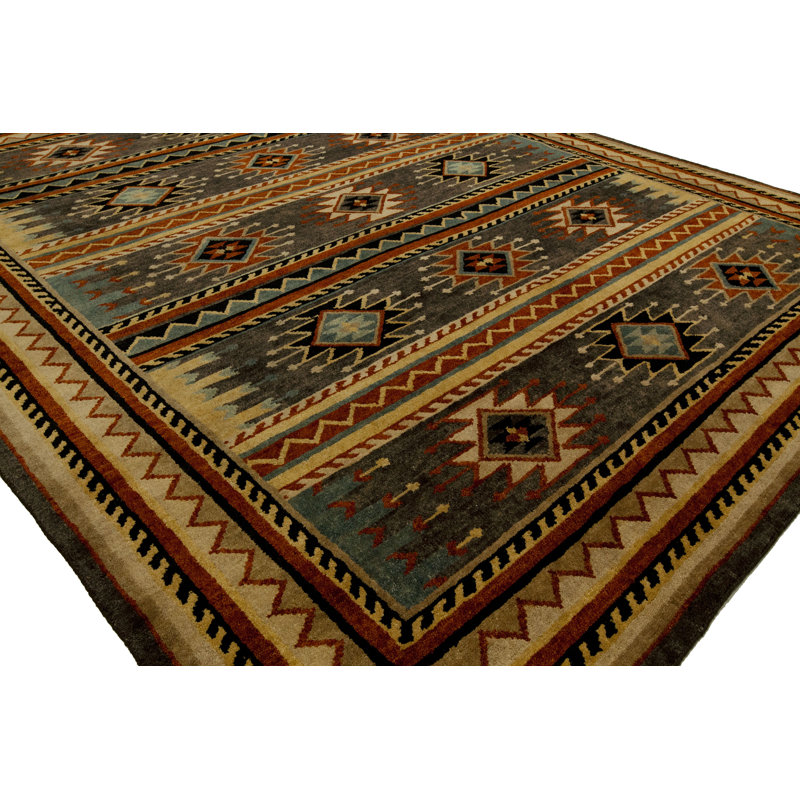 Tapis multicolore en laine noué à la main Valarie Southwestern, Rectangle 2 pi x 3 pi