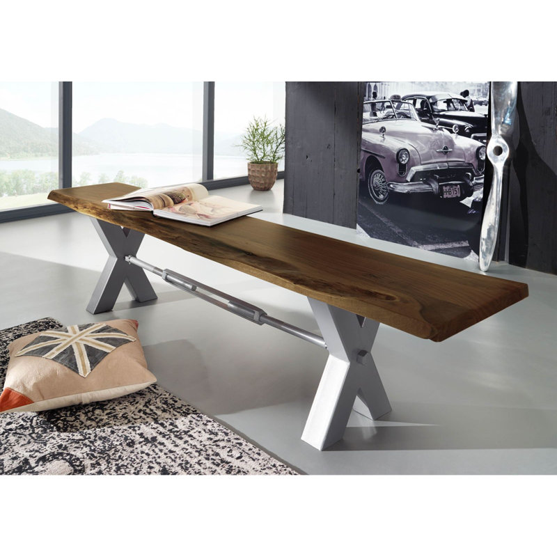 Iron Label Solid Wood Bench, H46 x W180 x D38cm