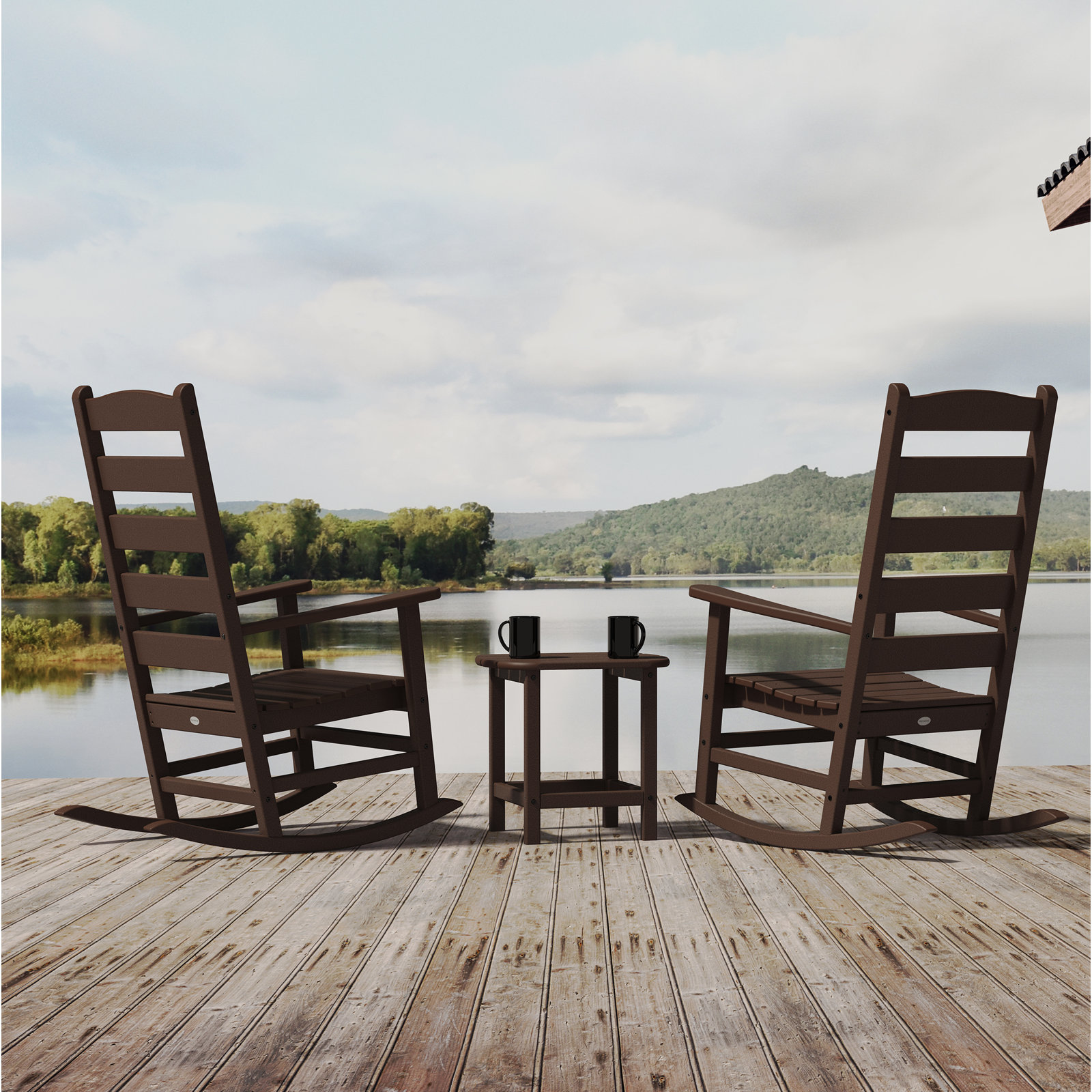 POLYWOOD® Rocker 2-Person Patio Seating Group, Mahogany