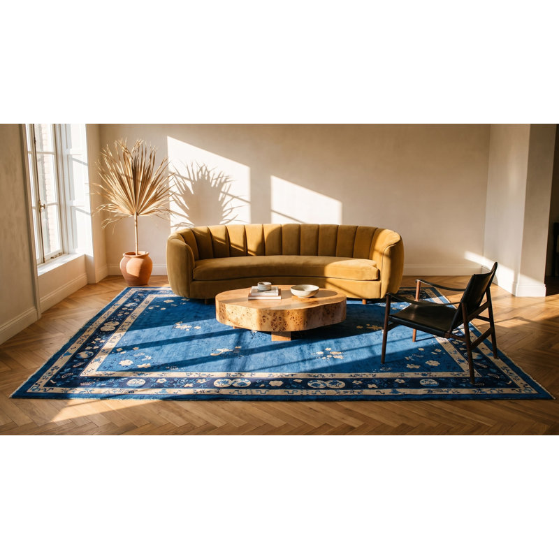 Antique Peking Chinese Floral Hooked Rug