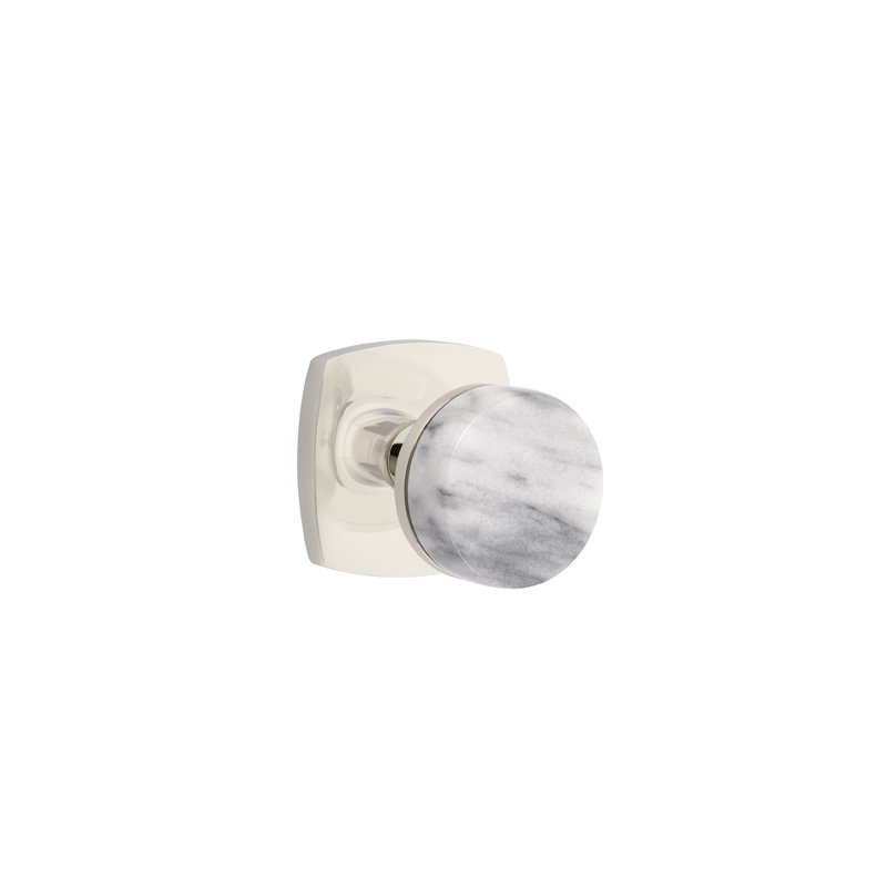 Select Round Knob with Square Rosette, Polished Nickel