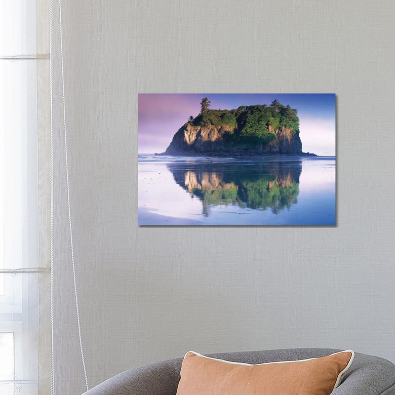 Abbey Island Looms Over Ruby Beach, Olympic National Park by Tim Fitzharris - Wrapped Canvas Print