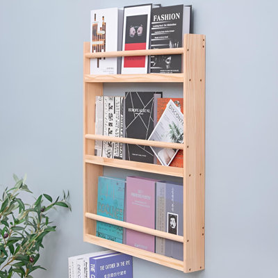 Bibliothèque murale en bois massif | Tablette de rangement mince à couches multiples