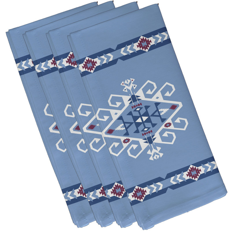 Alfreda Polyester Geometric Square Napkin, Blue