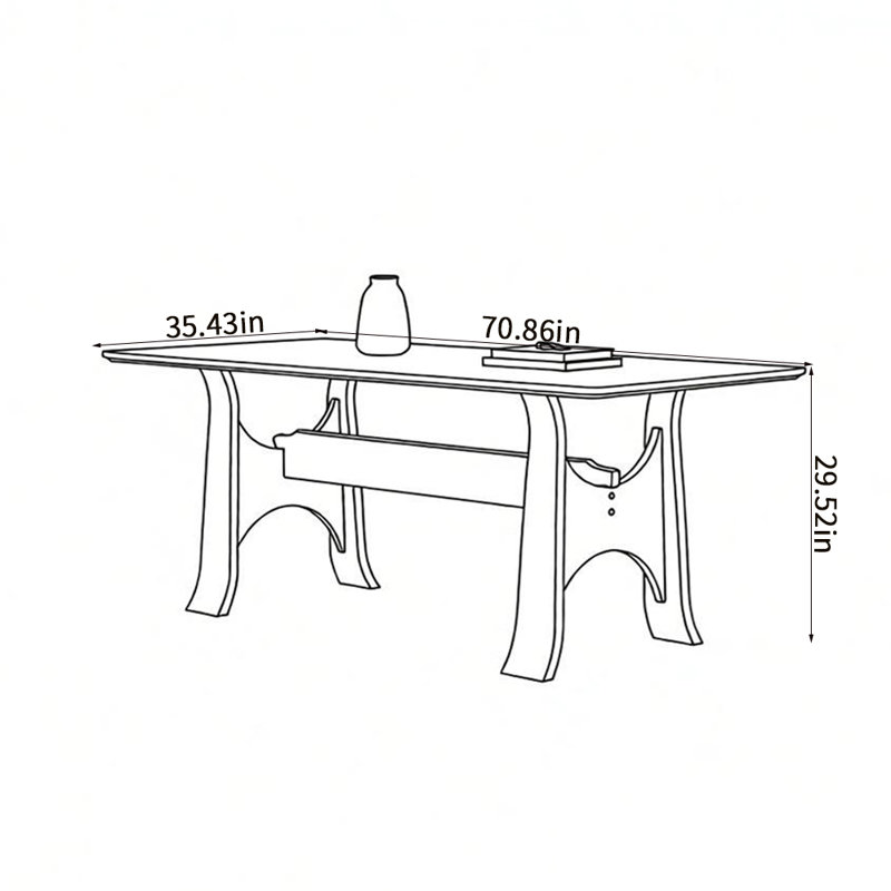 Table de salle à manger rétro et unique, H 29,52 po x L 70,86 po x l 35,43 po