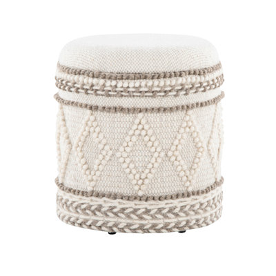 Beige Handwoven Wool 18" Storage With And Knoted Styling Ornamentation, Removable Lid, Multi - Purpose Functionality, 14.25" Inside Dimensions, 250 Lbs Capacity, Indoor Only Use, No Assembly Needed