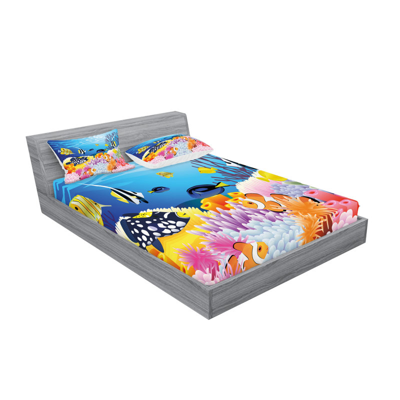 Multicolore drap-housse et coussin décoratif Ambesonne, Ensemble de draps pour très grand lit californien
