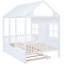 Lit double en bois pleine grandeur avec lit gigogne simple, blanc pour chambre à coucher, pièce pratique de qualité unie