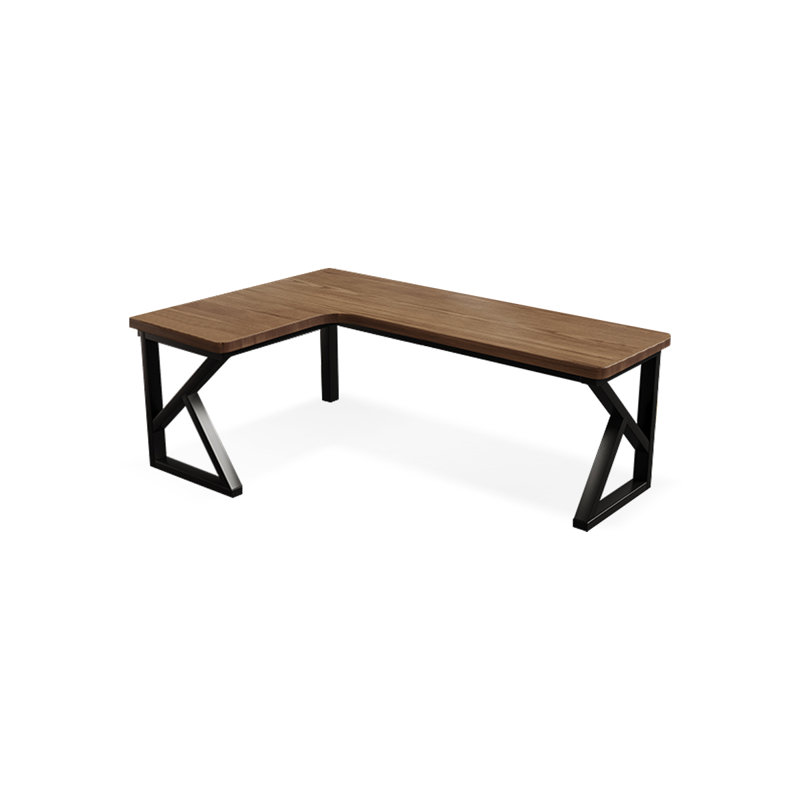 Bureau brun en bois massif en forme de L, Retour à gauche, H 29,53 po x l 70,87 po x P 39,37 po