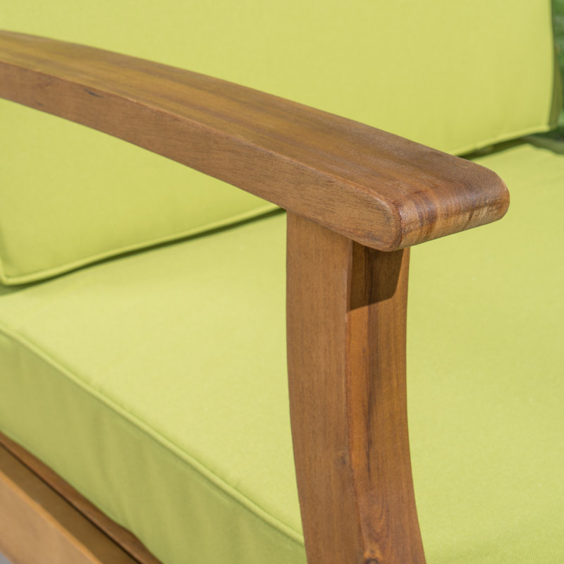Chaise de patio avec coussins Tavares, Vert, Teck