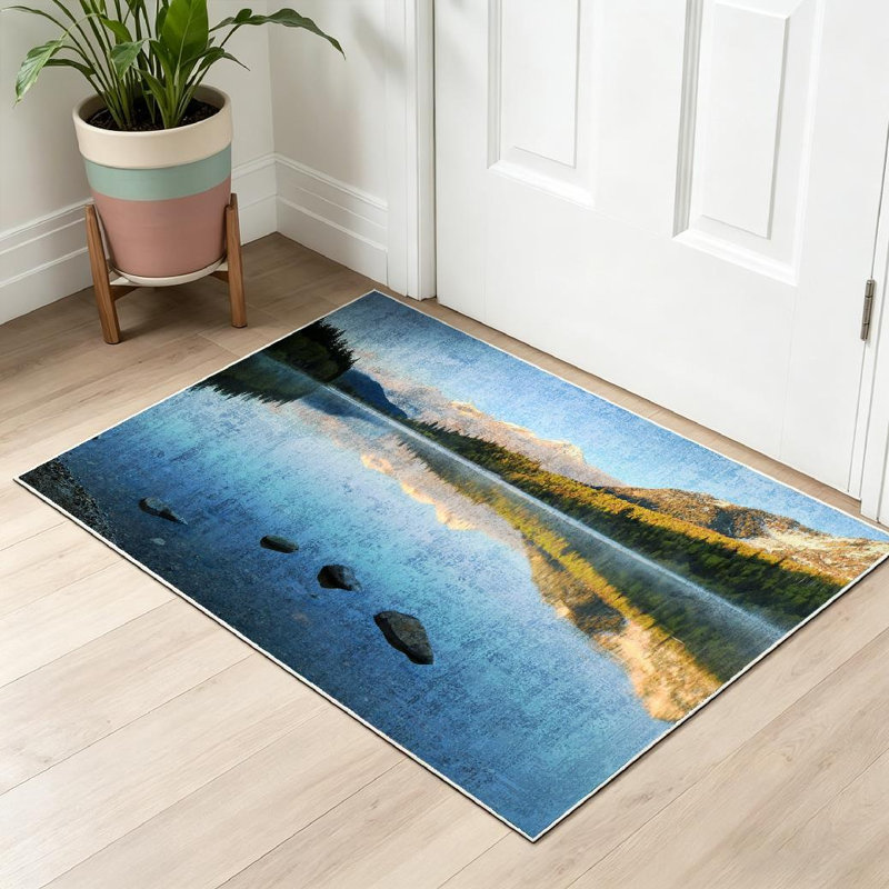 Tapis d'intérieur transparent lavable à la machine Serene Mountain Lake Utah Usa, Rectangle 32" x 47"