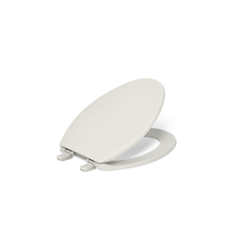 Brevia Toilet Seat with Quick-Release Hinges and Grip-Tight Bumpers, Almond, Elongated