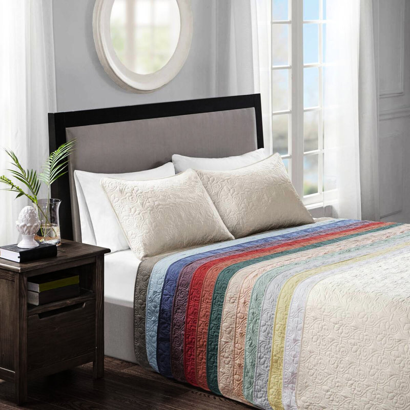 Courtepointe 3 pièces très grand / très grand - rembourrage réversible et doux en coton prélavé pour une soirée relaxante