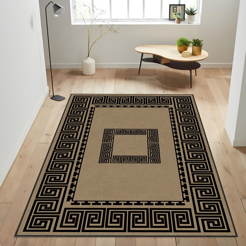 Premium Woven Carpet, 3.3 x 4.6 Feet | 100% Polyester, 740 g/m² | Non-Slip Felt Dot Underside, Machine Washable at 86°F, 0.16 Inch Pile Height | Stylish Digital Print, Easy to Clean, Perfect for Any Room