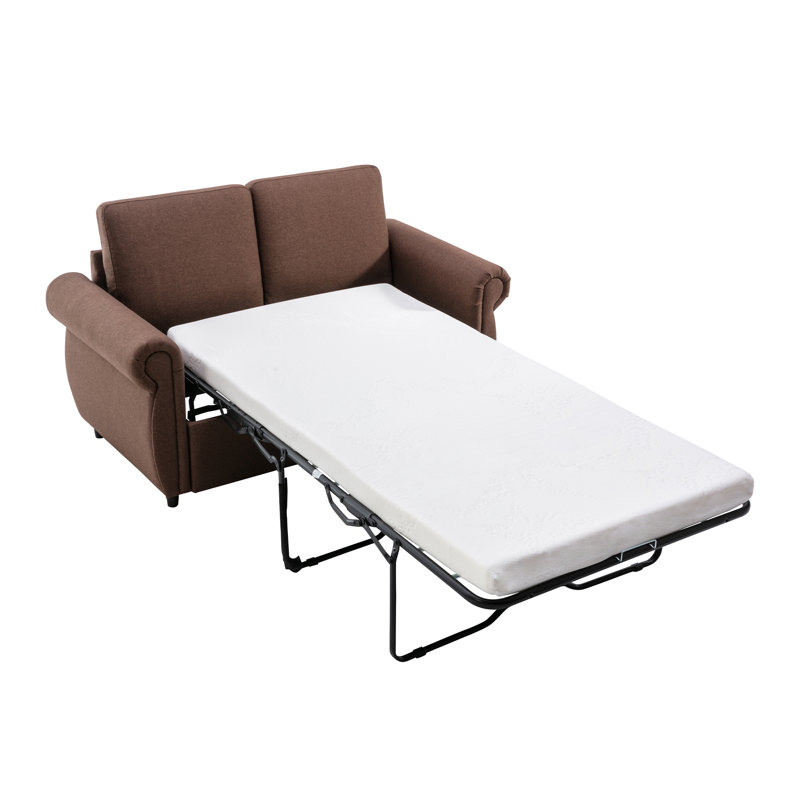 Canapé-lit escamotable avec deux ports USB, Brun