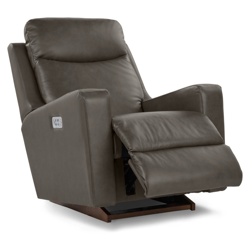 Emmons Leather Rocker Recliner, Pewter