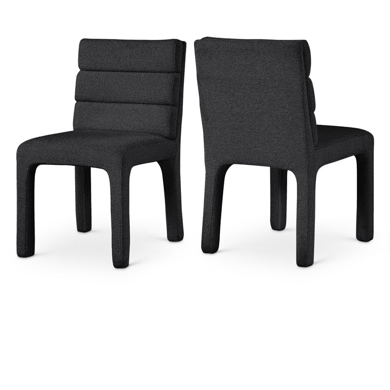 Kai Tufted Side Chair, Black Boucle Fabric