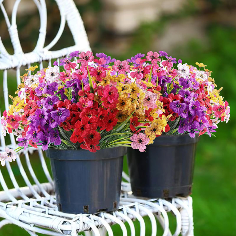 24 paquets de fleurs artificielles pour l'extérieur, sans fausses fleurs en plastique