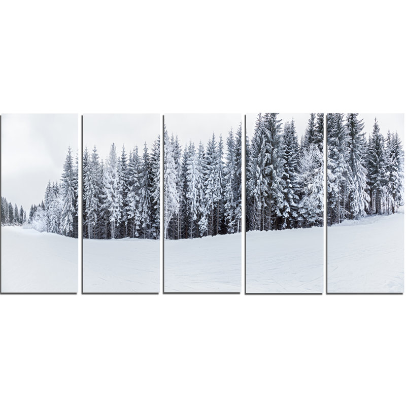 «Black and White Snow-Capped Hills», ensemble de 5 toiles tendues