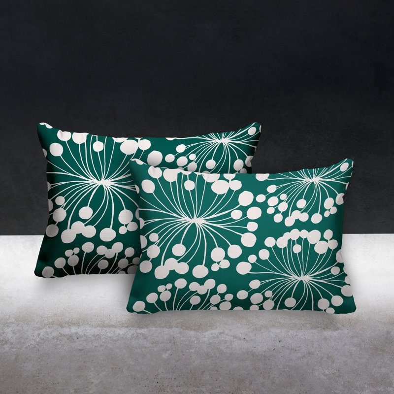 Polyester / Mélange de polyester Housse de coussin rectangulaire intérieure / extérieure lombaire et insert, Émeraude