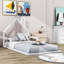 Wood Floor Bed with House-shaped Headboard-189152352-157365716