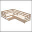 Lit plateforme simple en forme de L avec trois tiroirs de rangement-1342926589