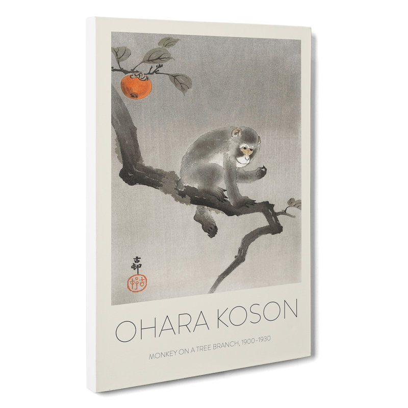 Monkey Upon an Orange Tree by Ohara Koson - Wrapped Canvas Painting, 60cm H x 40cm W x 3cm D