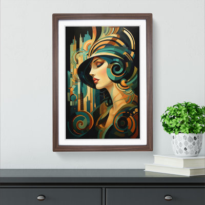Art Deco Woman Abstract No.4 - Single Picture Frame Print on Wood