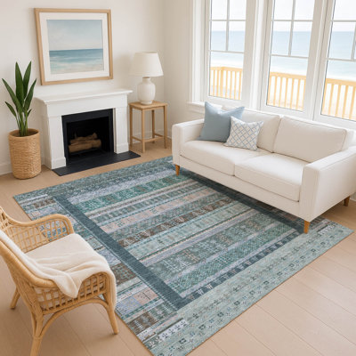 Premium Machine Washable Mayfield AMF2160 Striped Rug