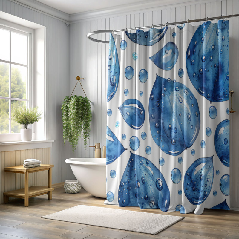 Denim Drops - Rideau de douche Premium, H 74 po x l 71 po