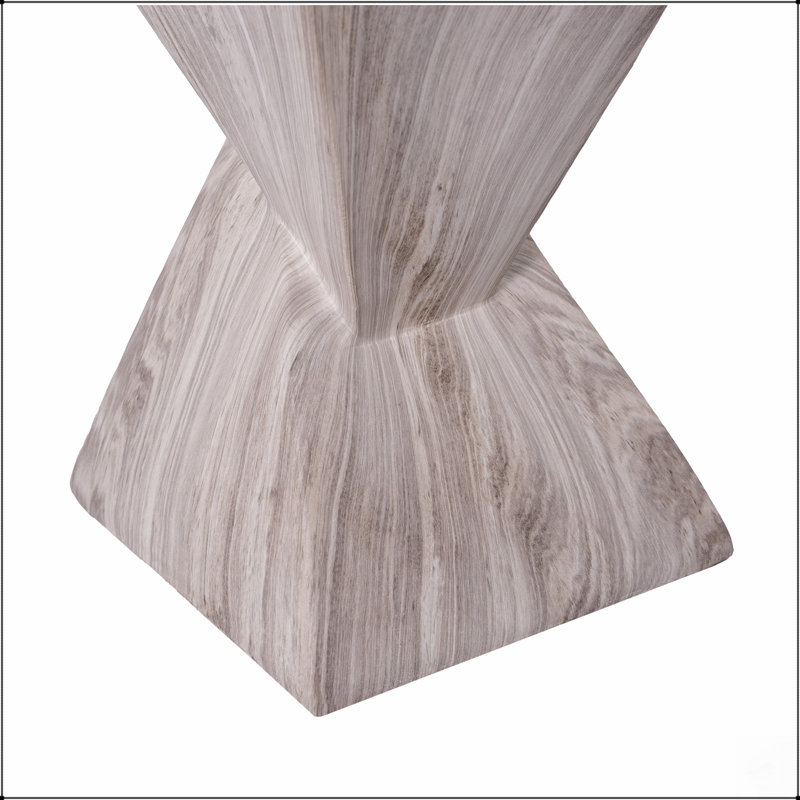 Table d'appoint d'extérieur moderne en béton, ornée d'un design cannelé sculptural et résistant aux intempéries, de style géométrique minimaliste