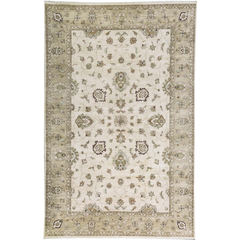 Tapis beige noué à la main de haute qualité