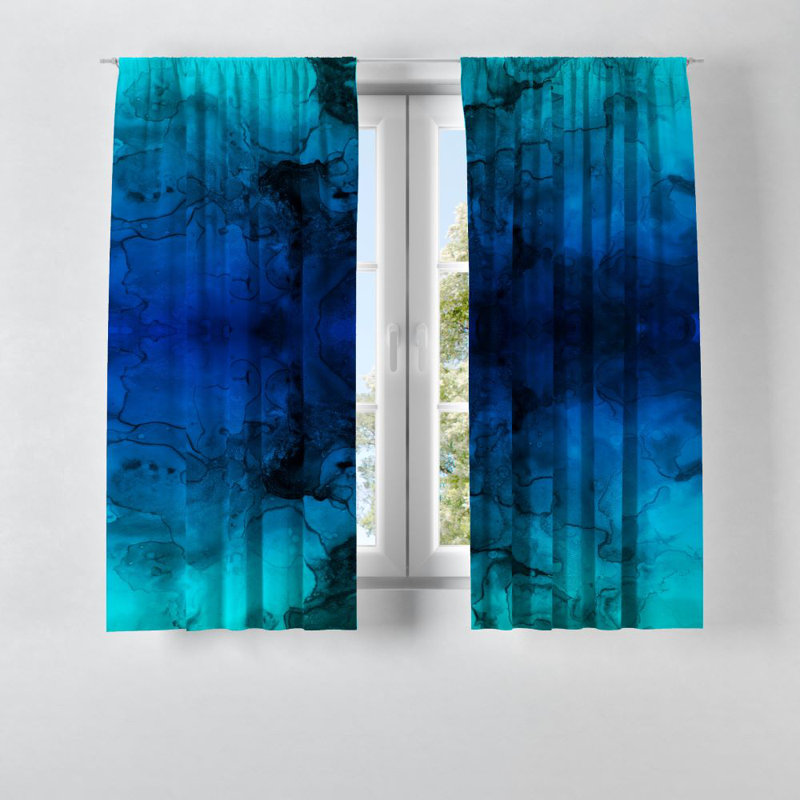 Paire de rideaux semi-transparents bleu fumé, L 56 po x L 78 po